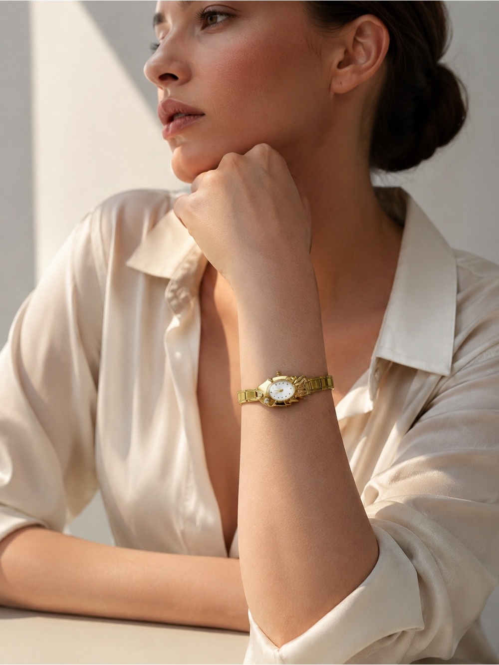 Fish Shape Gold Tone Stretch Watch Bracelet - Picture 5 of 5
